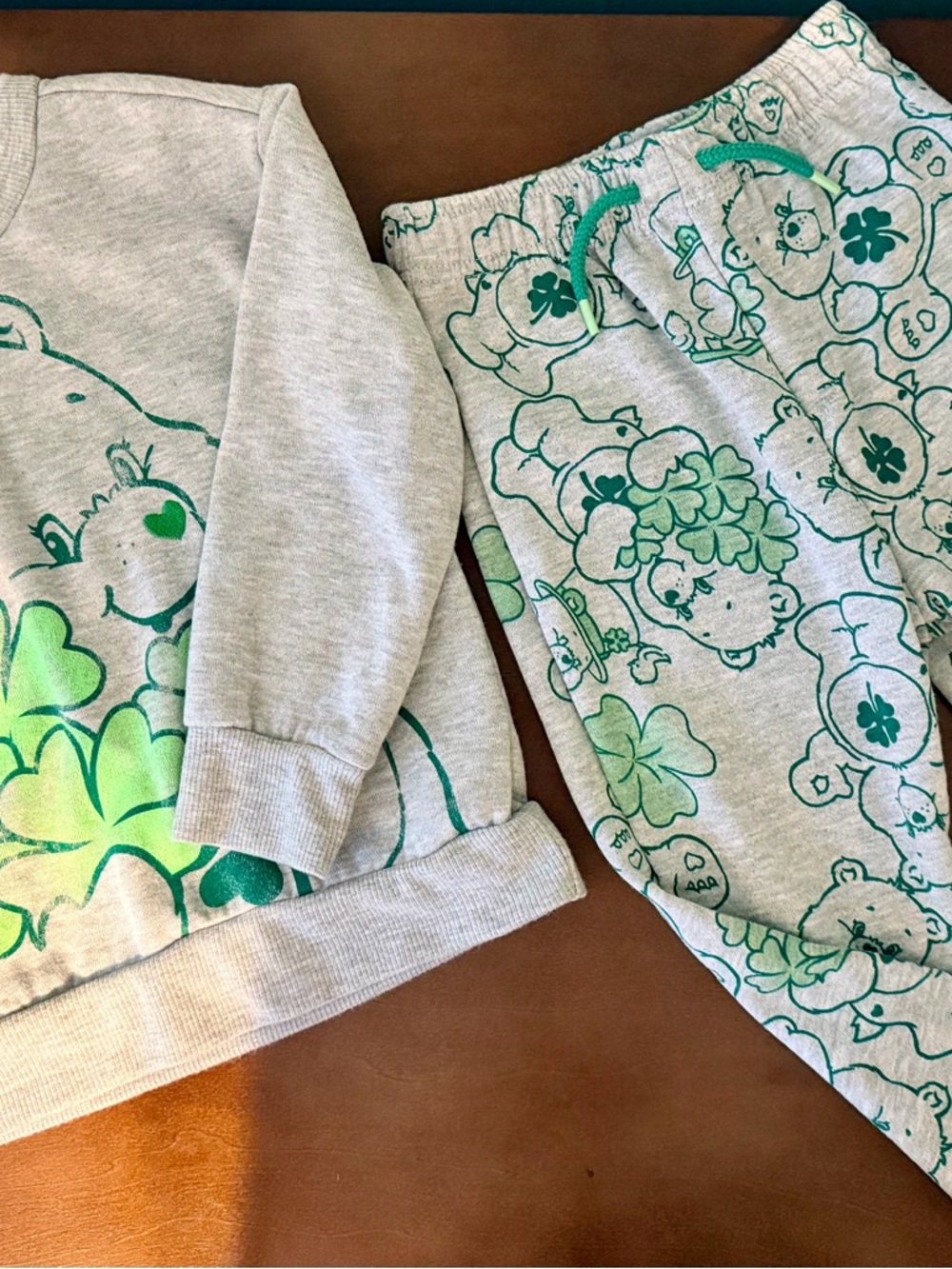 Care Bears Gray and Green Kids Matching Set Sweatshirt & Joggers